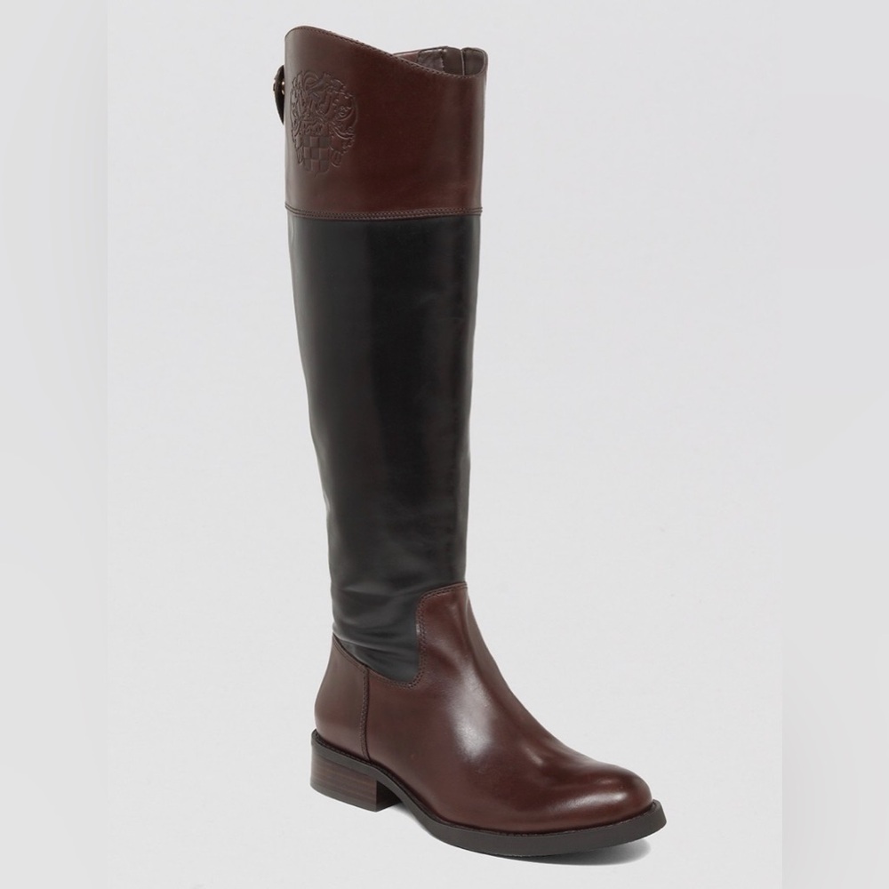 Vince Camuto Two Tone Fabina Knee High Equestrian Riding Boots